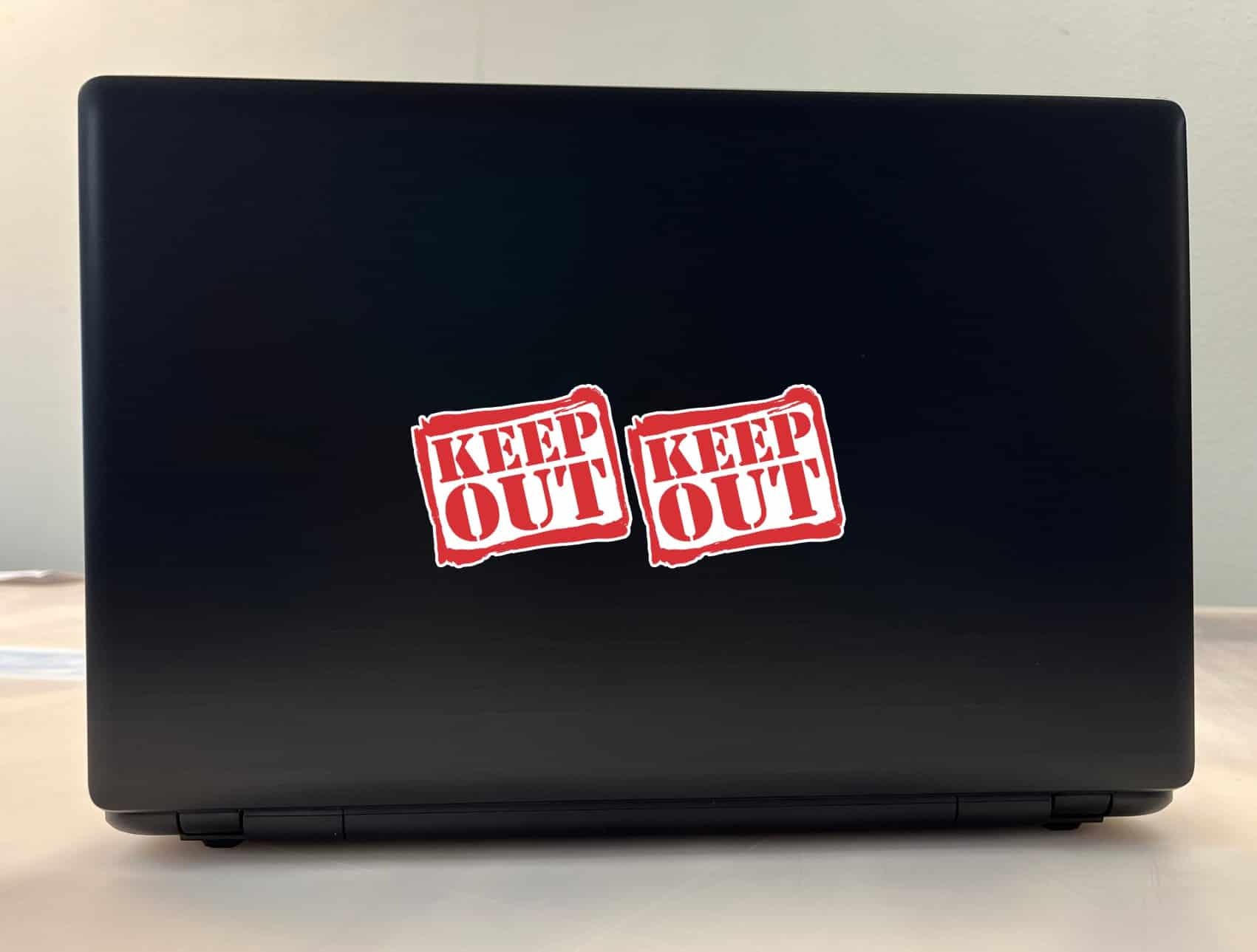 stamp-style border, bold lettering, distressed texture effect - vinyl removable sticker