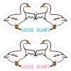 two white geese, decorative flourishes, pun text - vinyl removable sticker