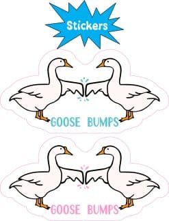 two white geese, decorative flourishes, pun text - vinyl removable sticker