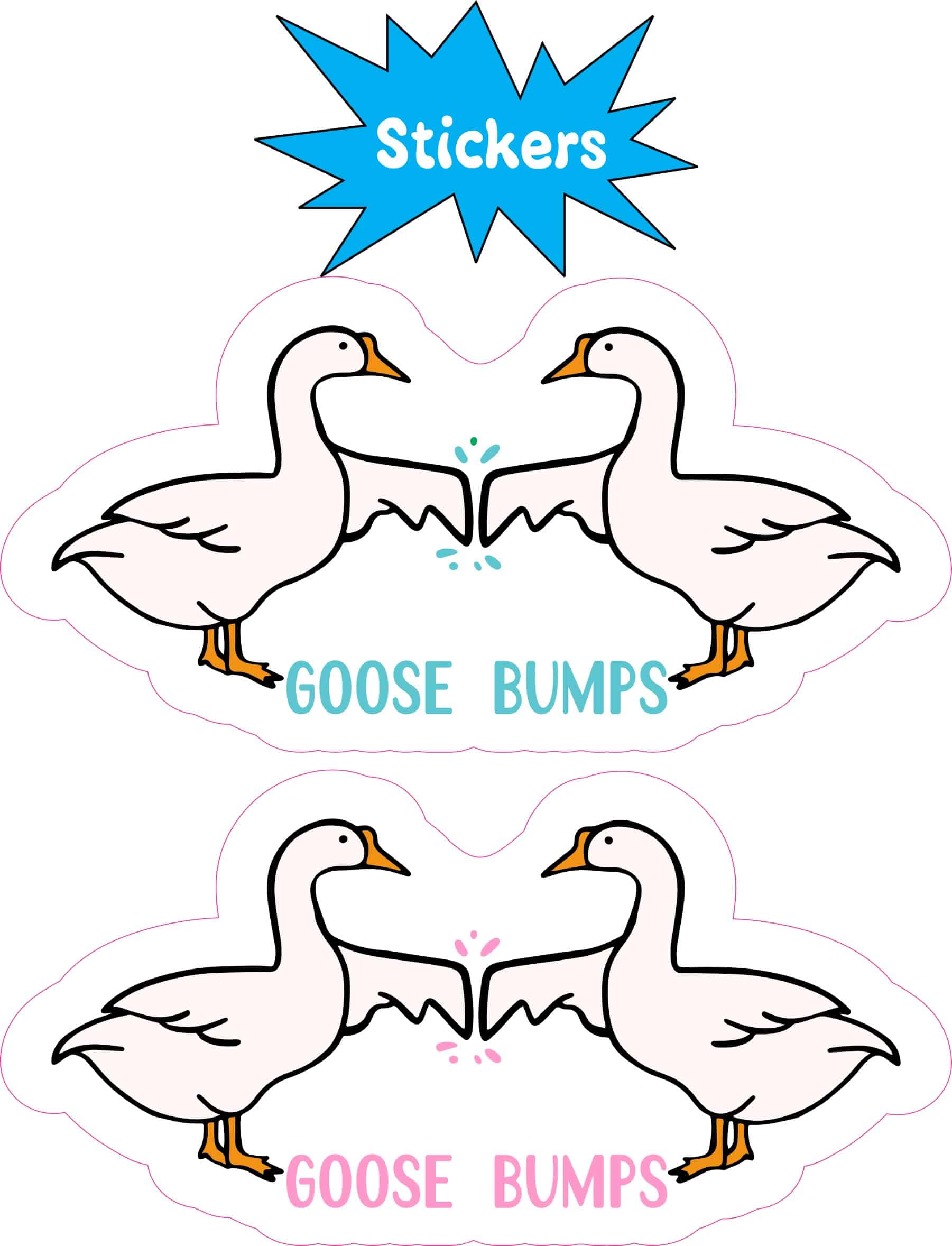 two white geese, decorative flourishes, pun text - vinyl removable sticker