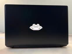 two white geese, decorative flourishes, pun text - vinyl removable sticker