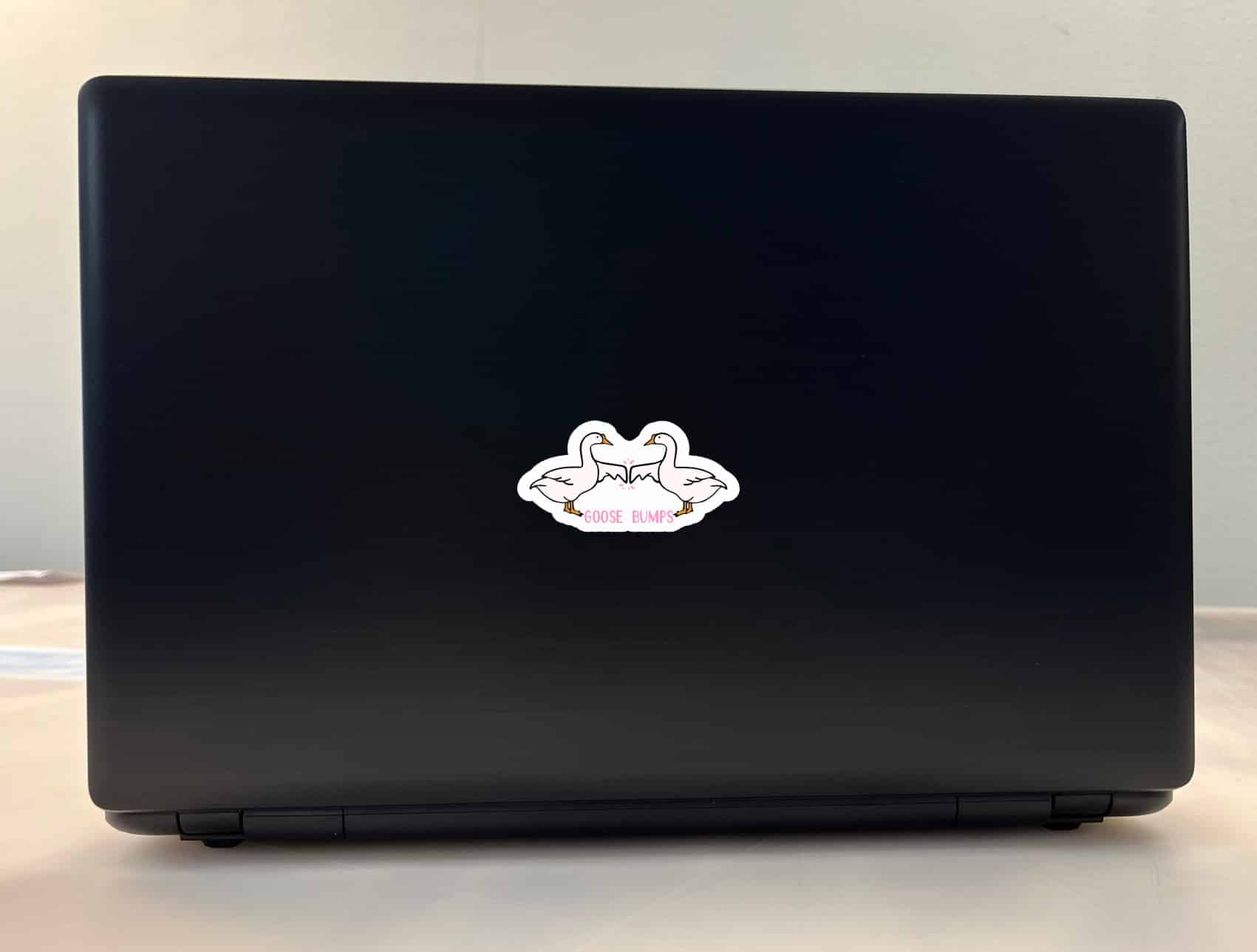 two white geese, decorative flourishes, pun text - vinyl removable sticker