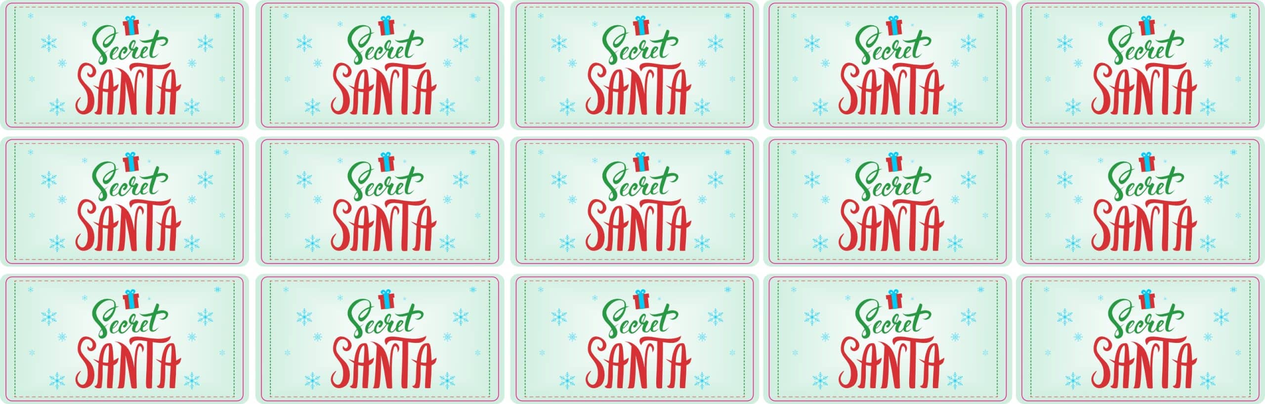 Secret Santa text, gift box graphics, snowflake decorations - vinyl removable sticker