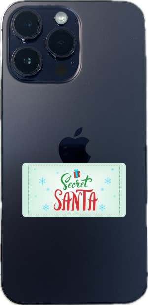 Secret Santa text, gift box graphics, snowflake decorations - vinyl removable sticker