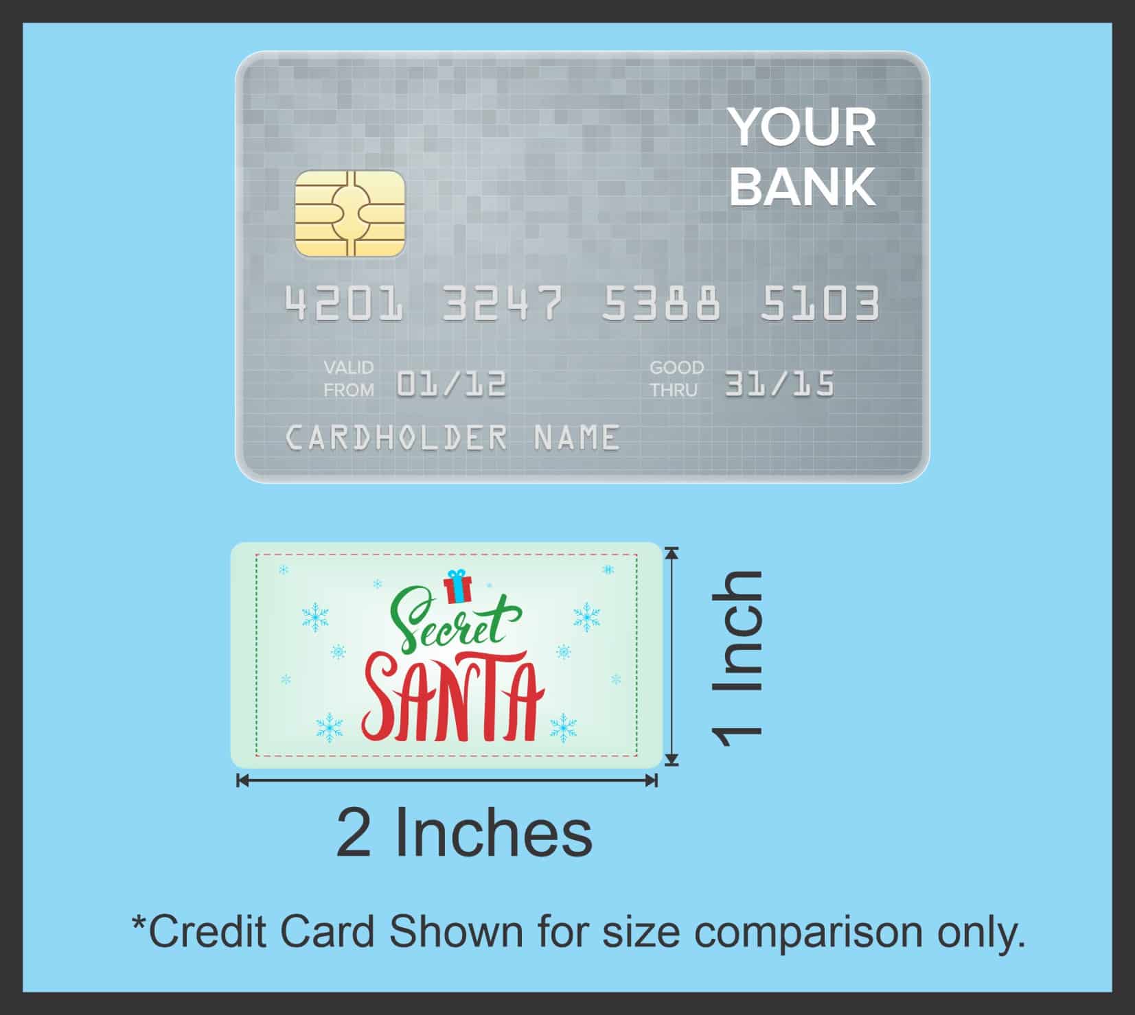 Secret Santa text, gift box graphics, snowflake decorations - vinyl removable sticker