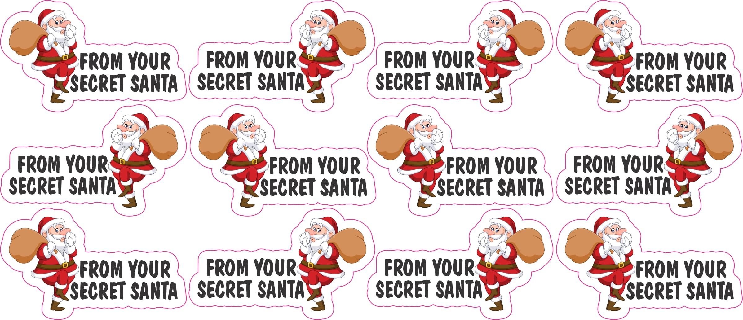 santa claus character, gift sack, holiday text - vinyl removable sticker