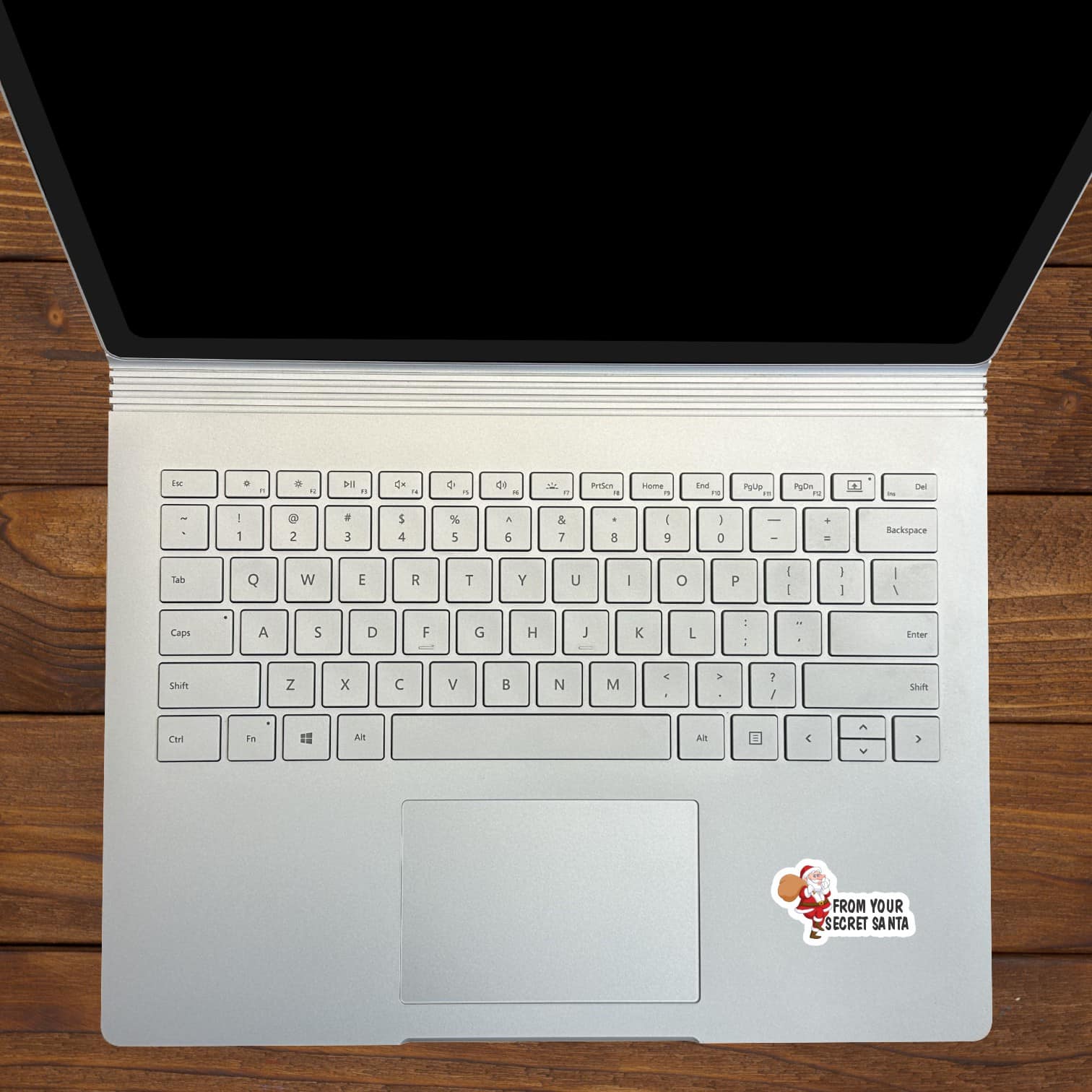 santa claus character, gift sack, holiday text - vinyl removable sticker