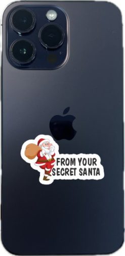 santa claus character, gift sack, holiday text - vinyl removable sticker