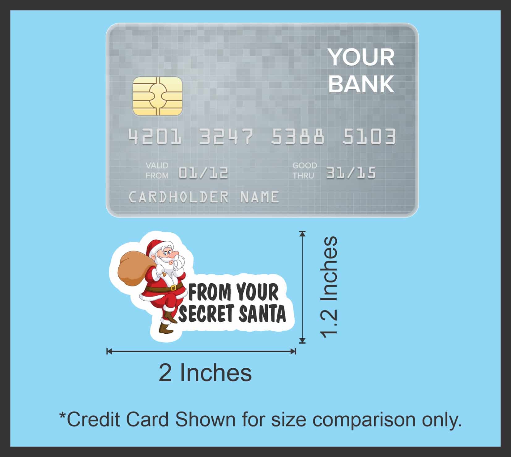 santa claus character, gift sack, holiday text - vinyl removable sticker