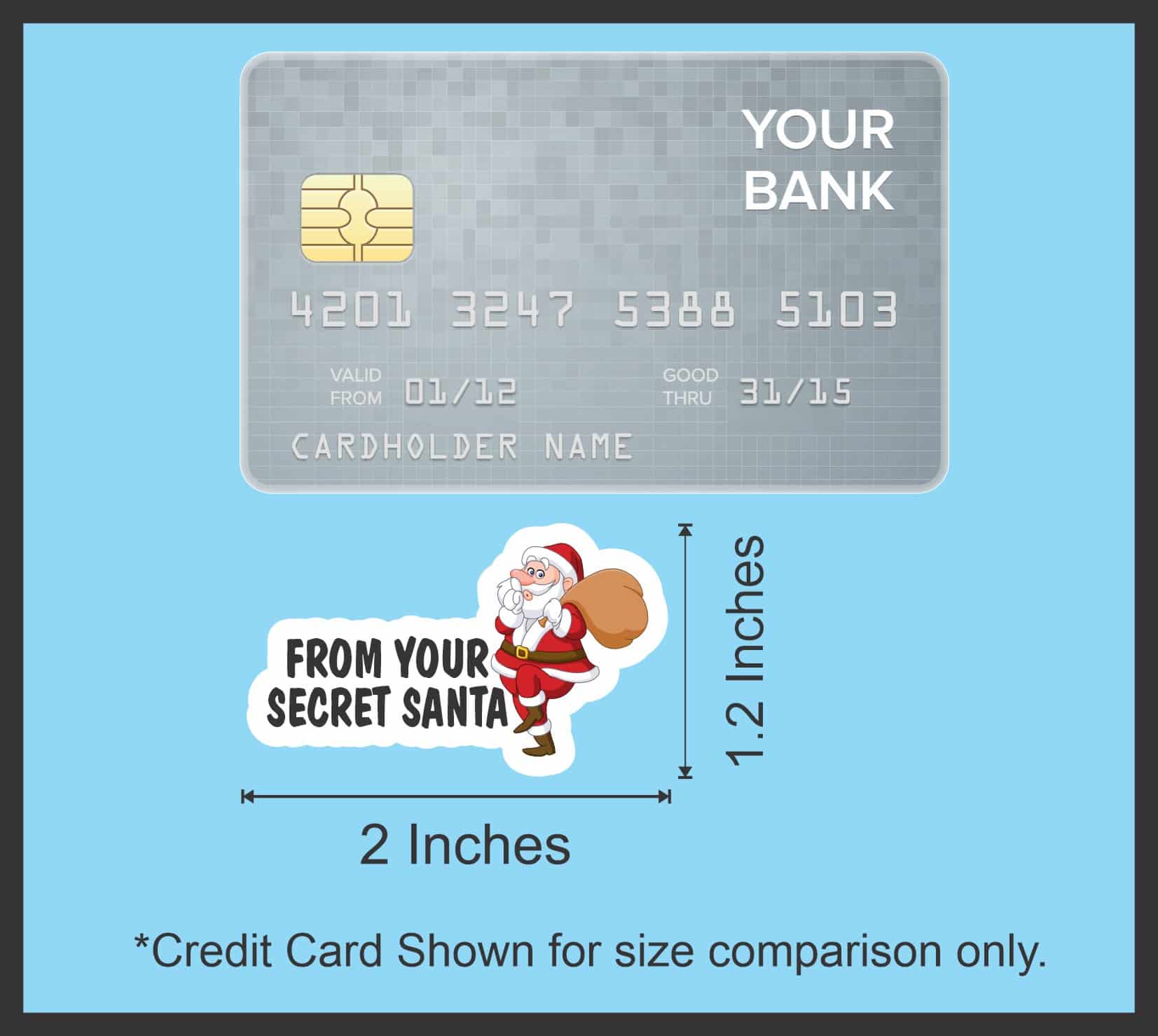 santa claus character, gift sack, holiday text - vinyl removable sticker