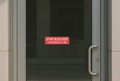 bold typography, high contrast colors, safety messaging - vinyl removable sticker