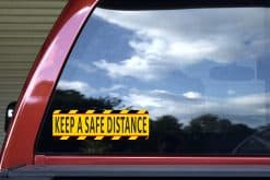 hazard stripes, bold typography, high contrast colors - vinyl removable sticker