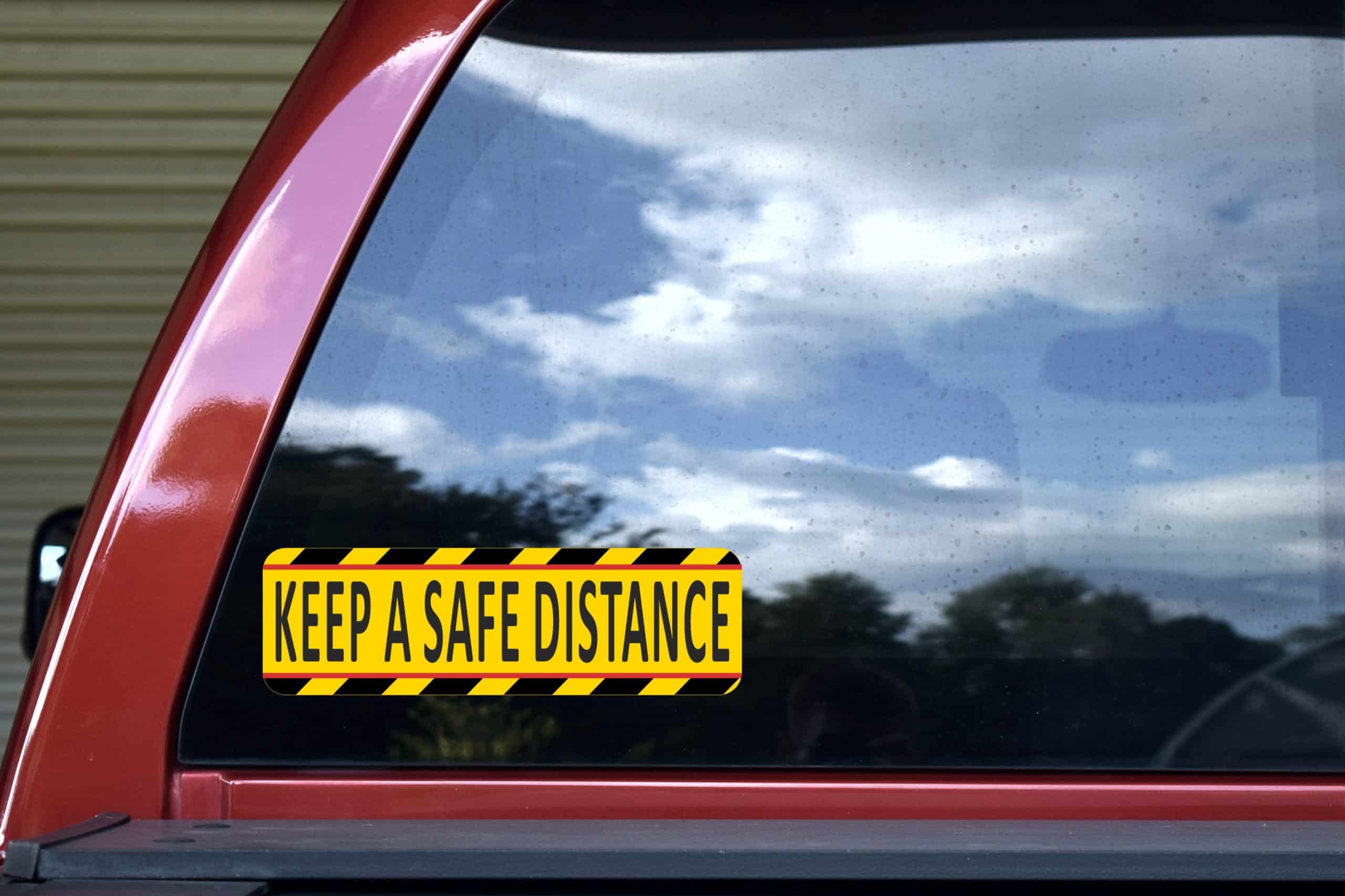 hazard stripes, bold typography, high contrast colors - vinyl removable sticker