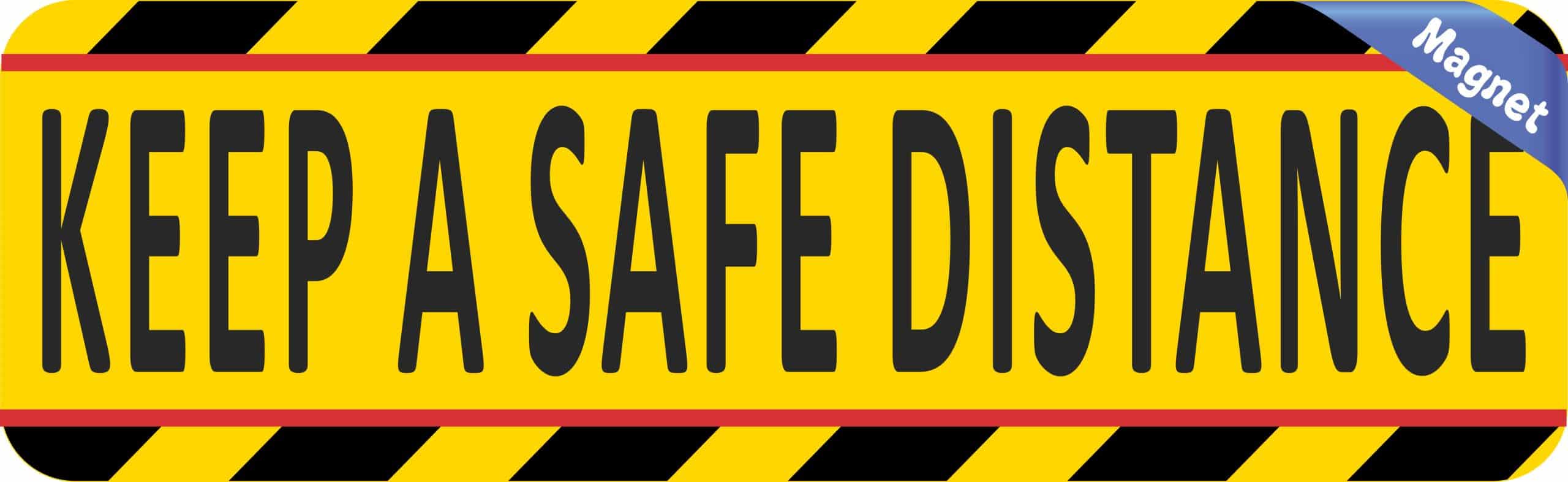 diagonal warning stripes, bold text, high-contrast colors - vinyl removable magnet