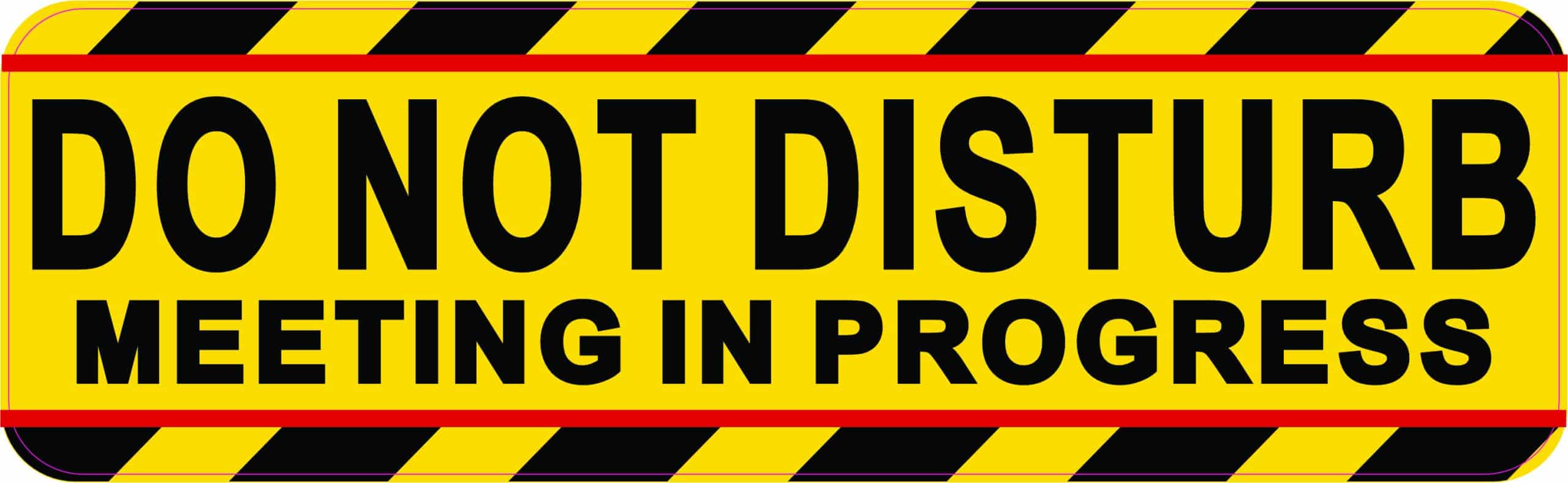 diagonal striped border, bold black text, yellow warning background - vinyl removable sticker