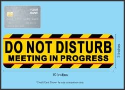 diagonal striped border, bold black text, yellow warning background - vinyl removable sticker