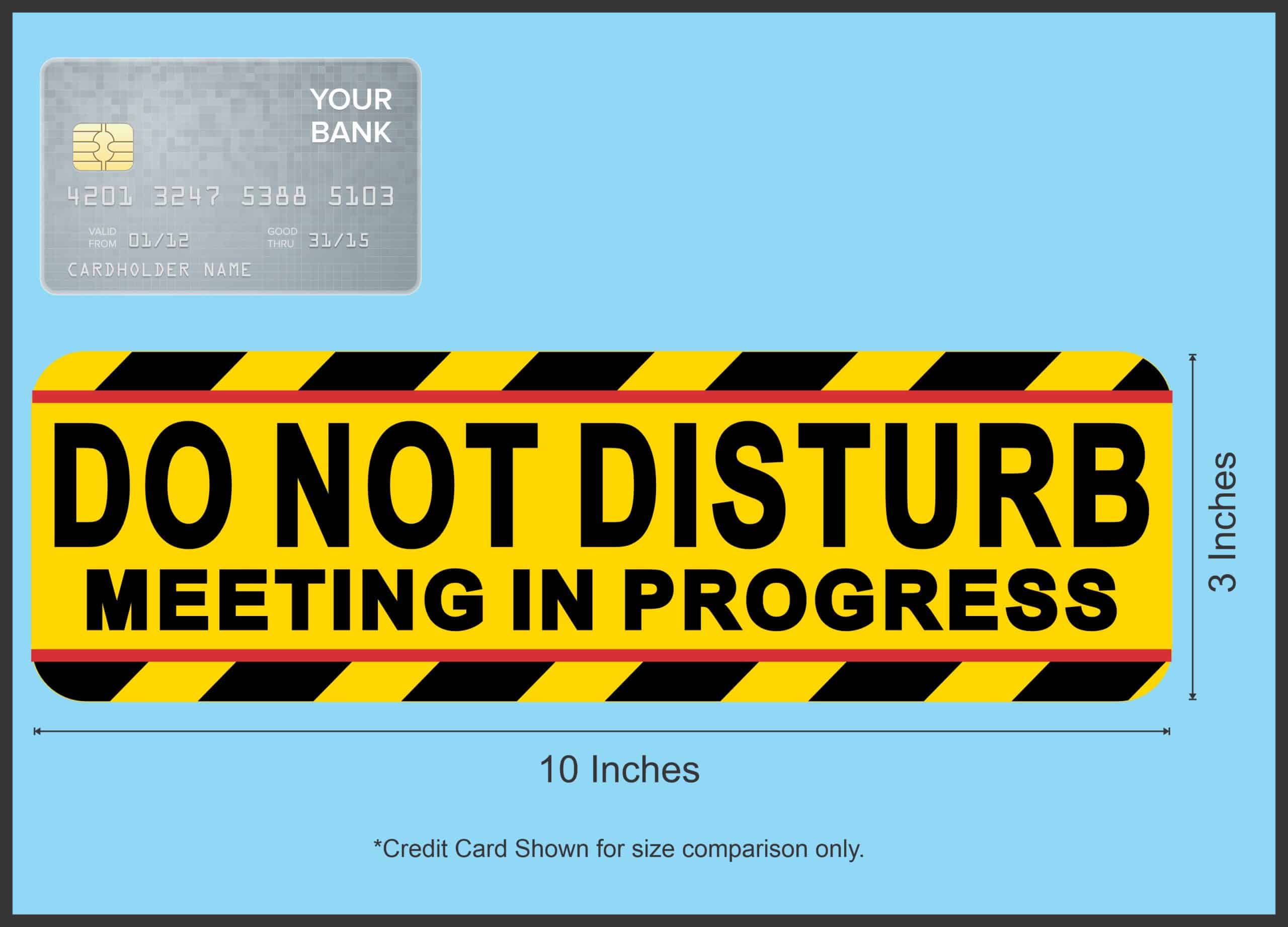 diagonal striped border, bold black text, yellow warning background - vinyl removable sticker