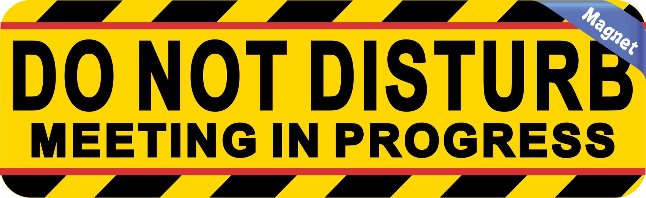 diagonal warning stripes, bold text, construction-style borders - vinyl removable magnet