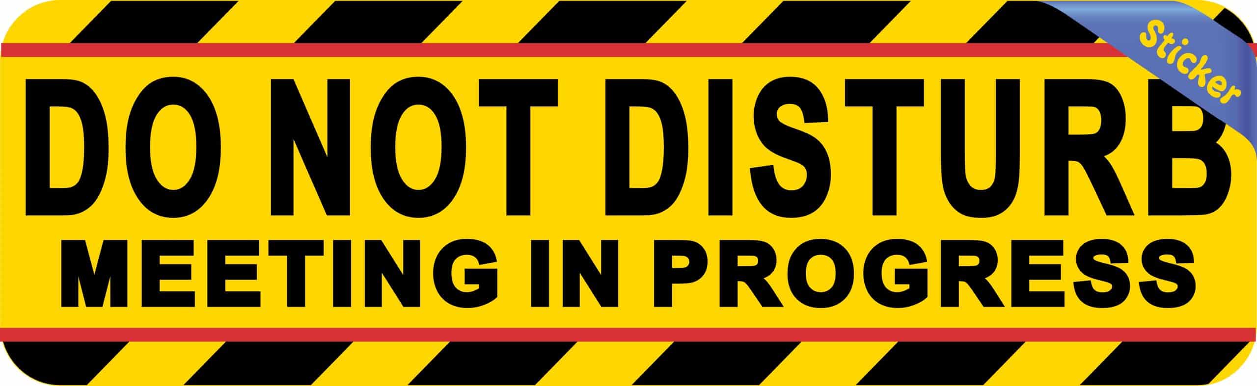 diagonal striped border, bold black text, yellow warning background - vinyl removable sticker