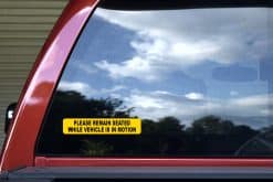 bold black text, bright yellow background, safety messaging - vinyl removable sticker