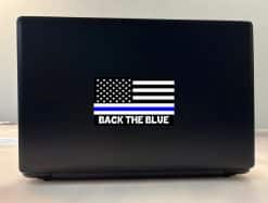 american flag, thin blue line, bold text - vinyl removable sticker