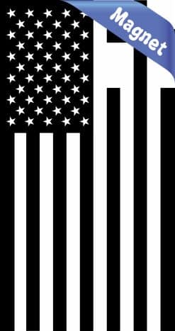 mirrored american flag, white stars, black and white stripes - vinyl removable magnet