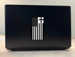 american flag stars, christian cross, patriotic stripes - vinyl removable sticker