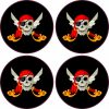 skull with eye patch, red bandana, white wings - vinyl removable sticker