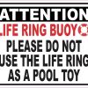life ring buoy icon, attention header, safety warning text - vinyl removable magnet