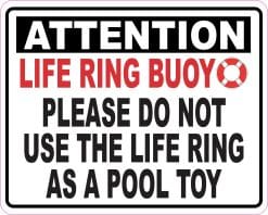 life ring buoy icon, attention header, safety warning text - vinyl removable magnet