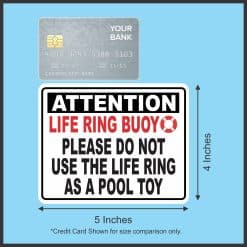 attention header, life ring icon, warning text - vinyl removable sticker