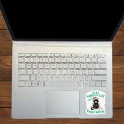 black cat with yellow eyes, santa hat, christmas lights - vinyl removable sticker