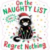 black cat illustration, santa hat, christmas lights - vinyl removable sticker