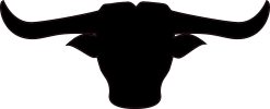 bull head silhouette, curved horns, minimalist design - vinyl removable sticker