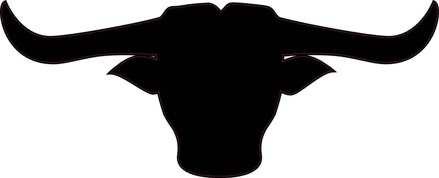 bull head silhouette, curved horns, minimalist design - vinyl removable sticker