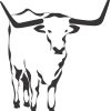 longhorn bull silhouette, detailed horns, minimalist black and white design - vinyl removable sticker