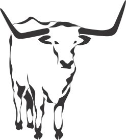 longhorn bull silhouette, detailed horns, minimalist black and white design - vinyl removable sticker