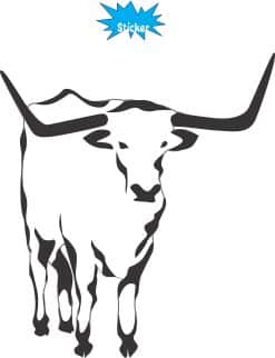 longhorn bull silhouette, detailed horns, minimalist black and white design - vinyl removable sticker