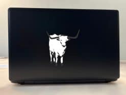 longhorn bull silhouette, detailed horns, minimalist black and white design - vinyl removable sticker