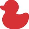rubber duck silhouette, solid red color, classic toy shape - vinyl removable sticker
