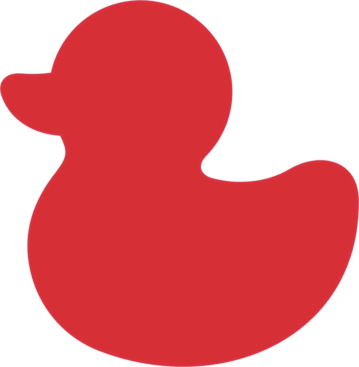 rubber duck silhouette, solid red color, classic toy shape - vinyl removable sticker