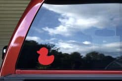 rubber duck silhouette, solid red color, classic toy shape - vinyl removable sticker