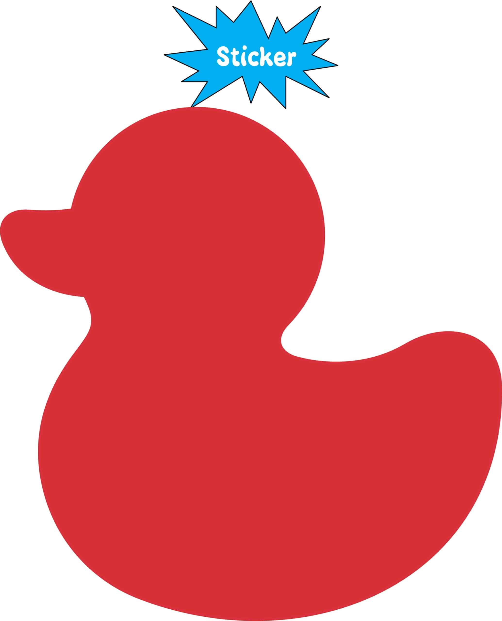 rubber duck silhouette, solid red color, classic toy shape - vinyl removable sticker