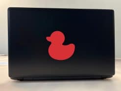 rubber duck silhouette, solid red color, classic toy shape - vinyl removable sticker