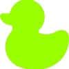 rubber duck silhouette, curved duck body, rounded head with bill - vinyl removable sticker