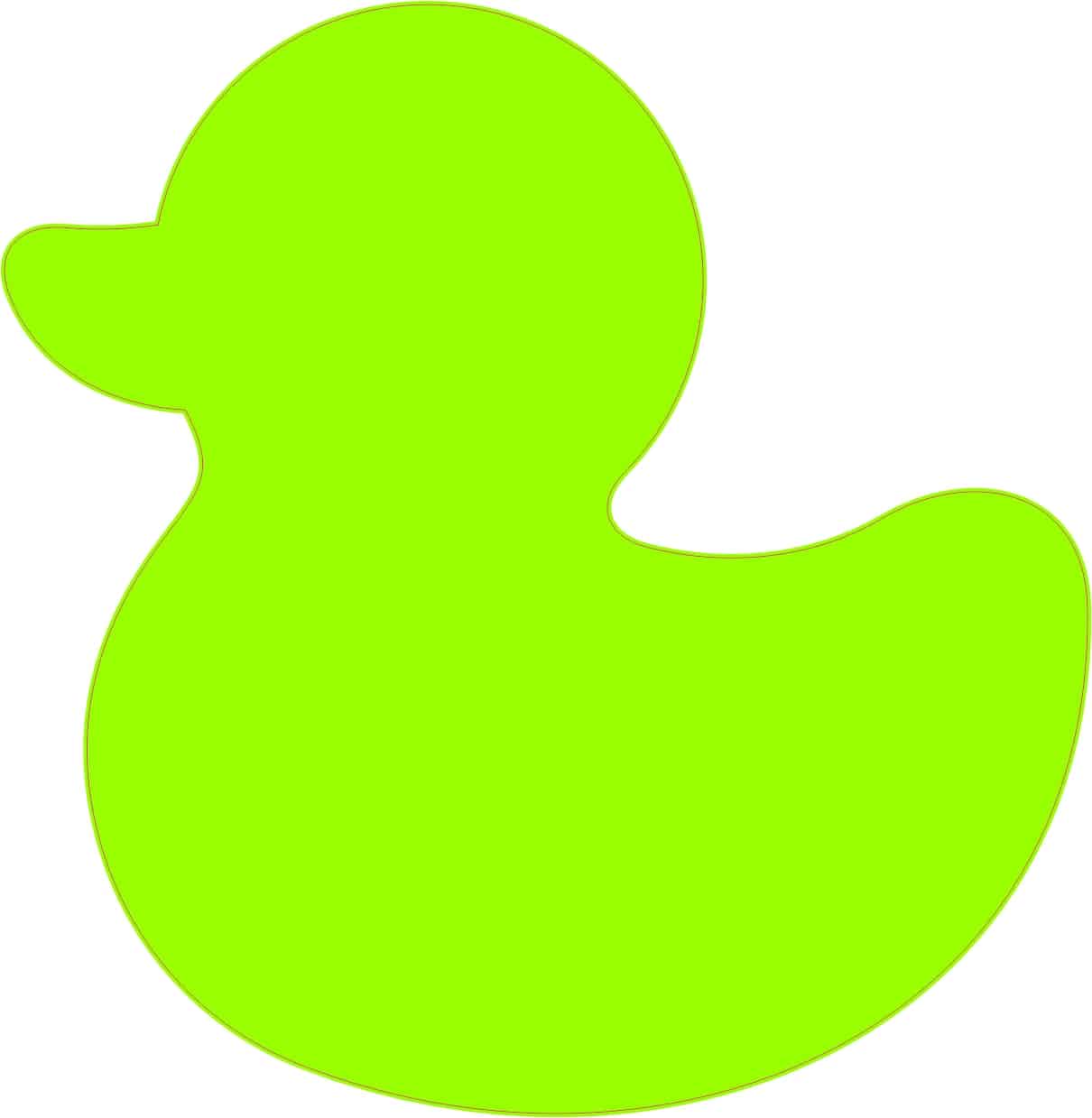 rubber duck silhouette, curved duck body, rounded head with bill - vinyl removable sticker