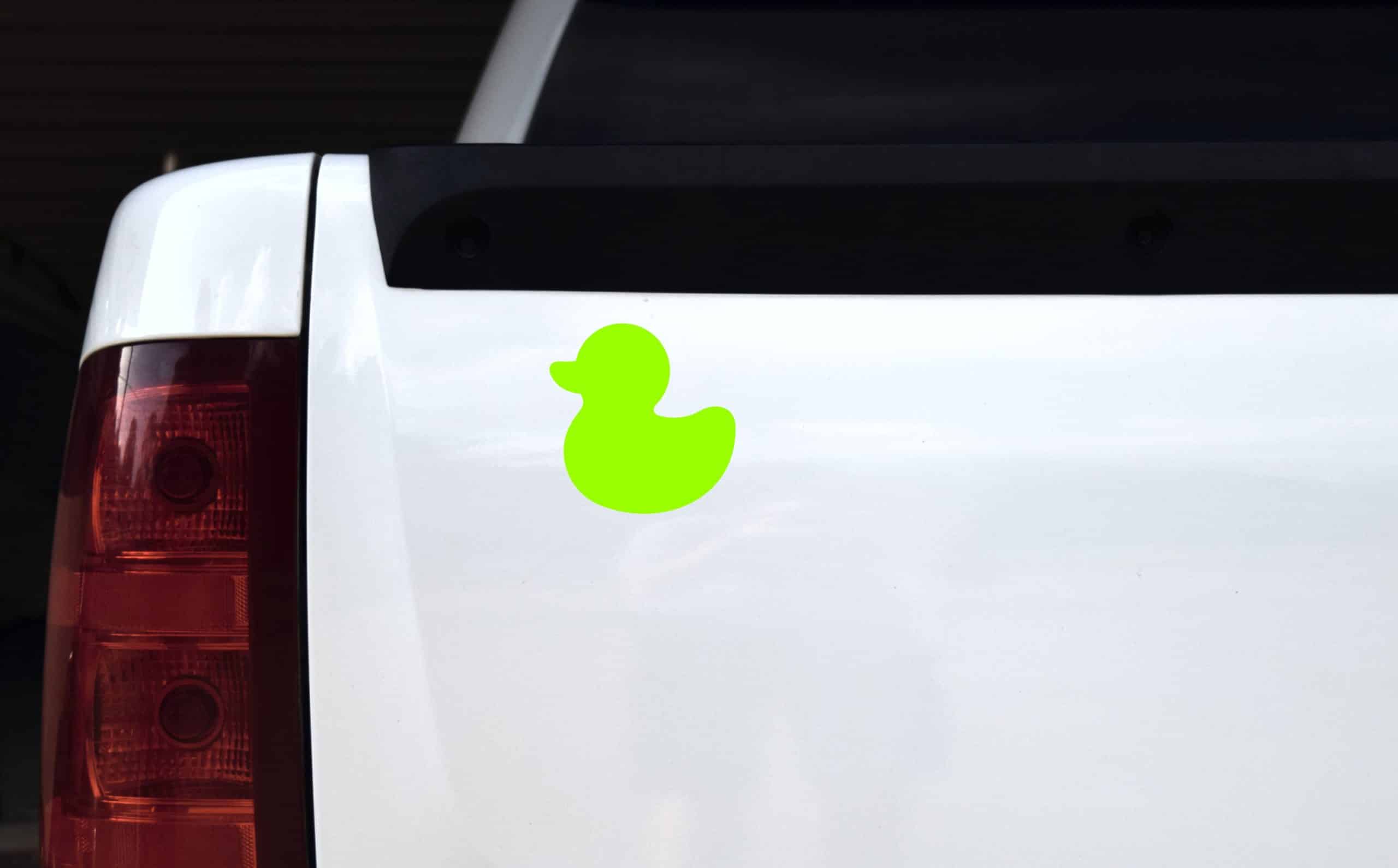 rubber duck silhouette, curved duck body, rounded head with bill - vinyl removable sticker