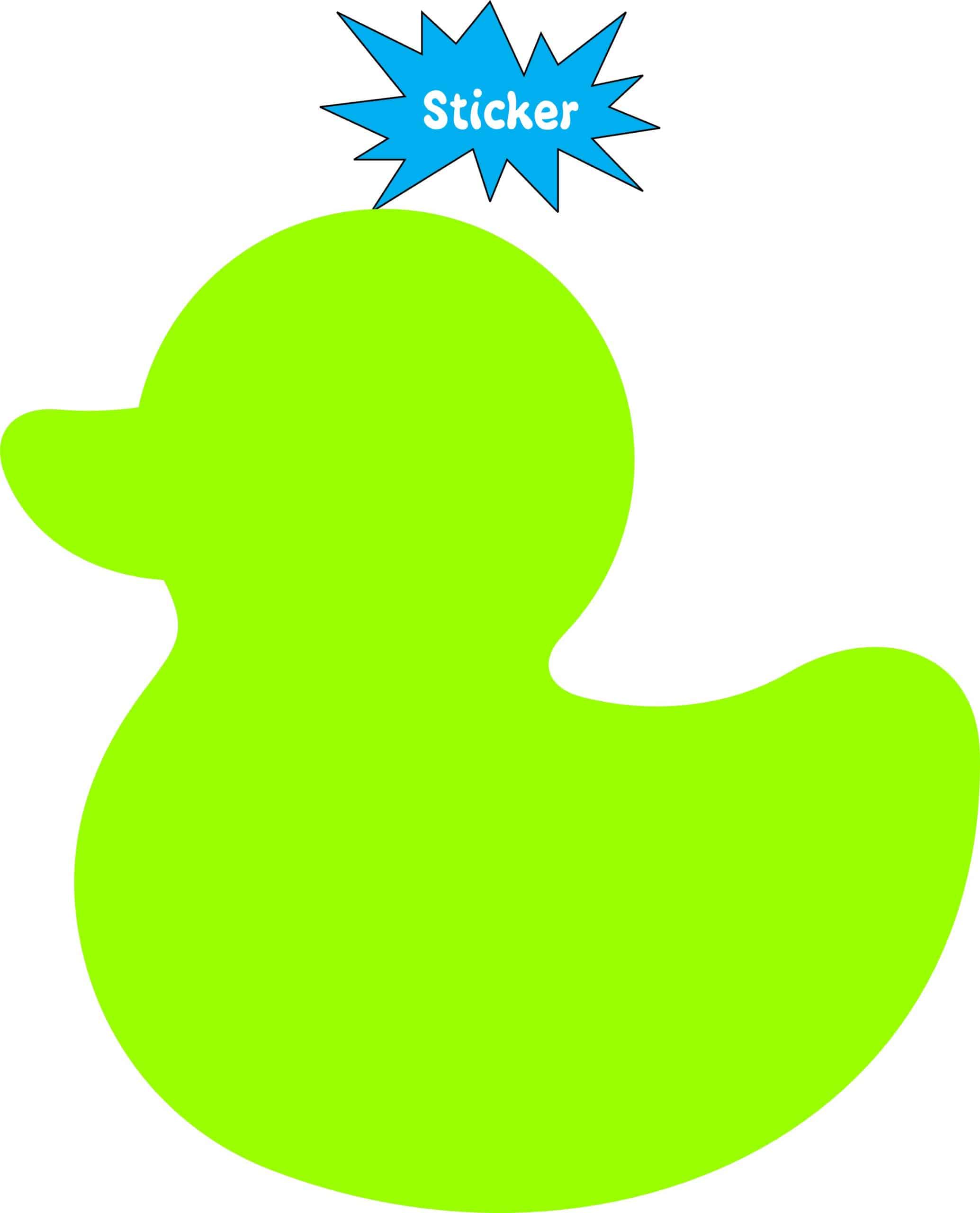 rubber duck silhouette, curved duck body, rounded head with bill - vinyl removable sticker