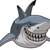 cartoon shark illustration, detailed teeth, gill slits - vinyl removable sticker