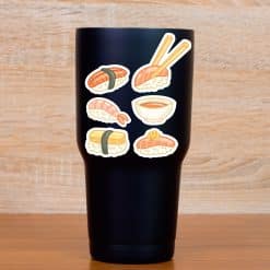 kawaii sushi, chopsticks, soup bowl - vinyl removable sticker